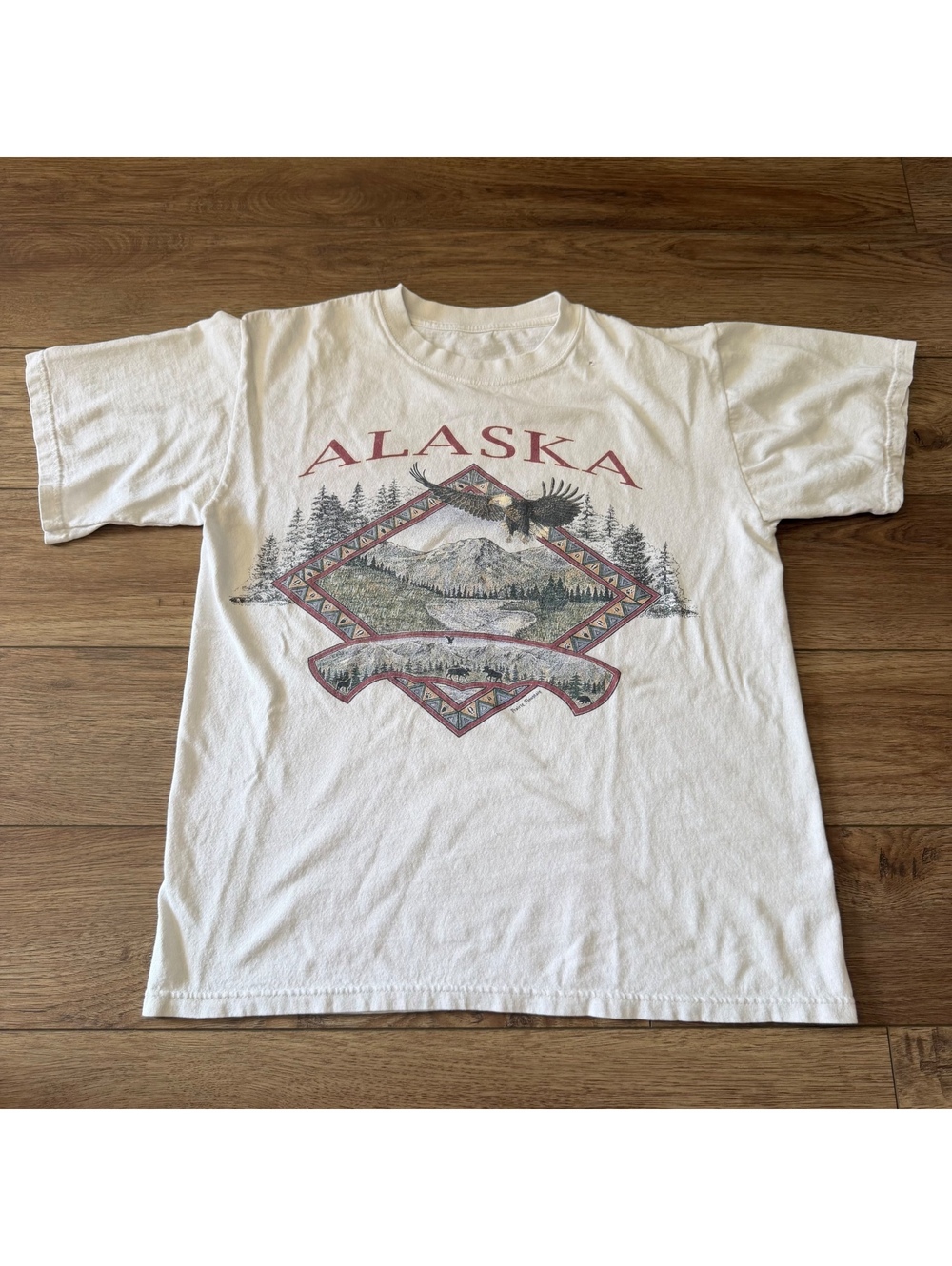Vtg 90s Prairie Mountain Alaska Eagle T Shirt Size M
